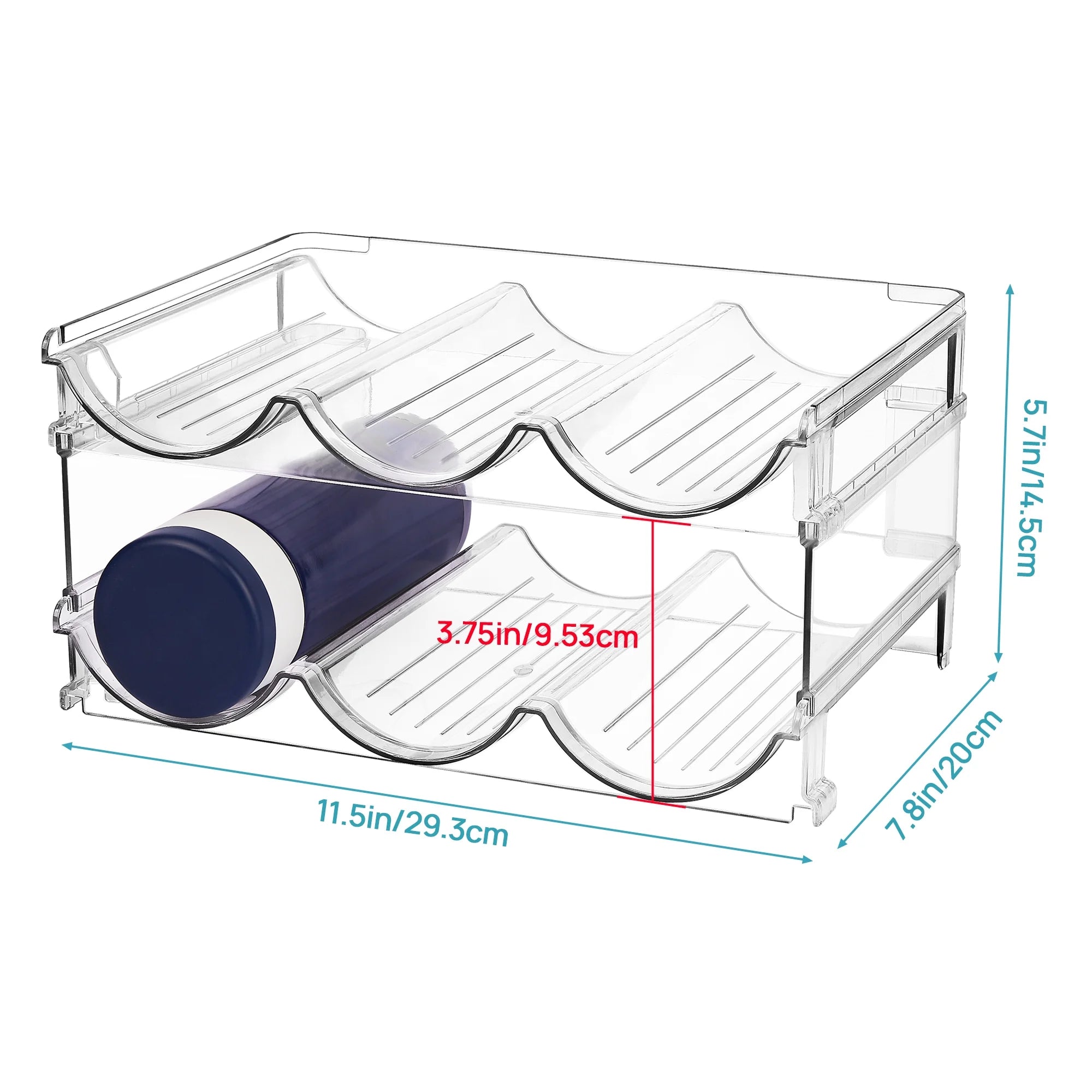 4 Pack Stackable Bottle Holder Storage Rack, Plastic Water Bottle Organizer, Clear