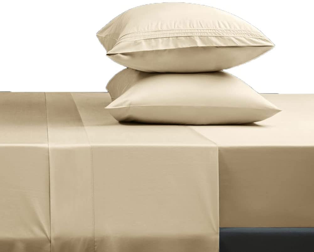 Bed Sheet Set Super Soft Microfiber 1800 Thread Count Luxury Egyptian Sheets Fit 18-24 Inch Deep Pocket Mattress Wrinkle-4 Piece (Beige, California King)