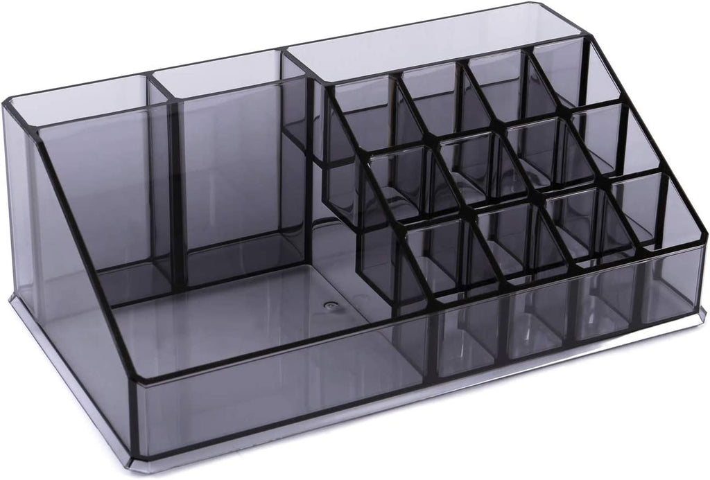 Cosmetics Makeup and Jewelry Storage Case Display, Stylish Bathroom Case Great for Lipstick, Nail Polish, Brushes, Jewelry and More, Overall: 9 1/4"W X 5 3/8"D X 11 5/8"H, Gray